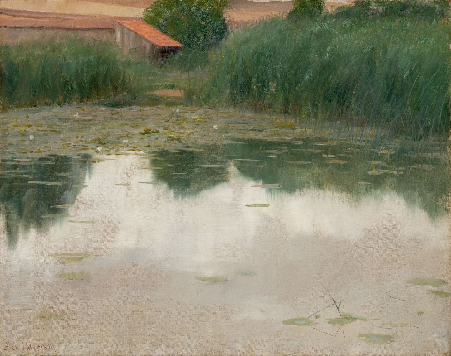 The Lily Pond, vintage artwork by Alexander Harrison, 12x8" (A4) Poster