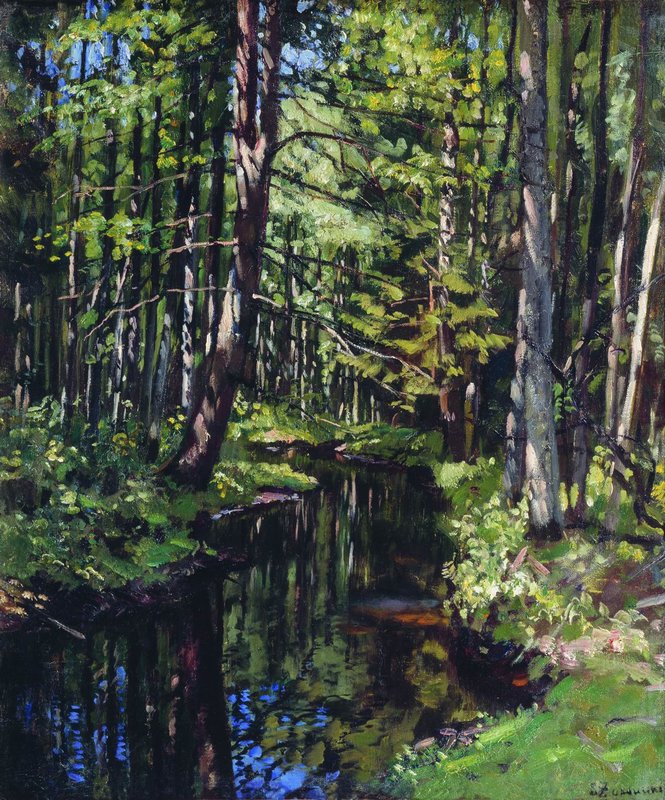 The Forest Stream, vintage artwork by Stanislav Zhukovsky, 12x8" (A4) Poster