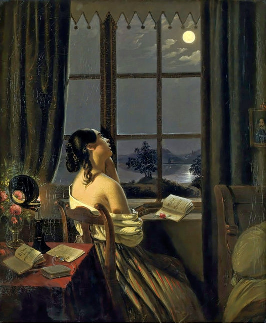 Die Sentimentale, vintage artwork by Johann Peter Hasenclever, A3 (16x12") Poster Print