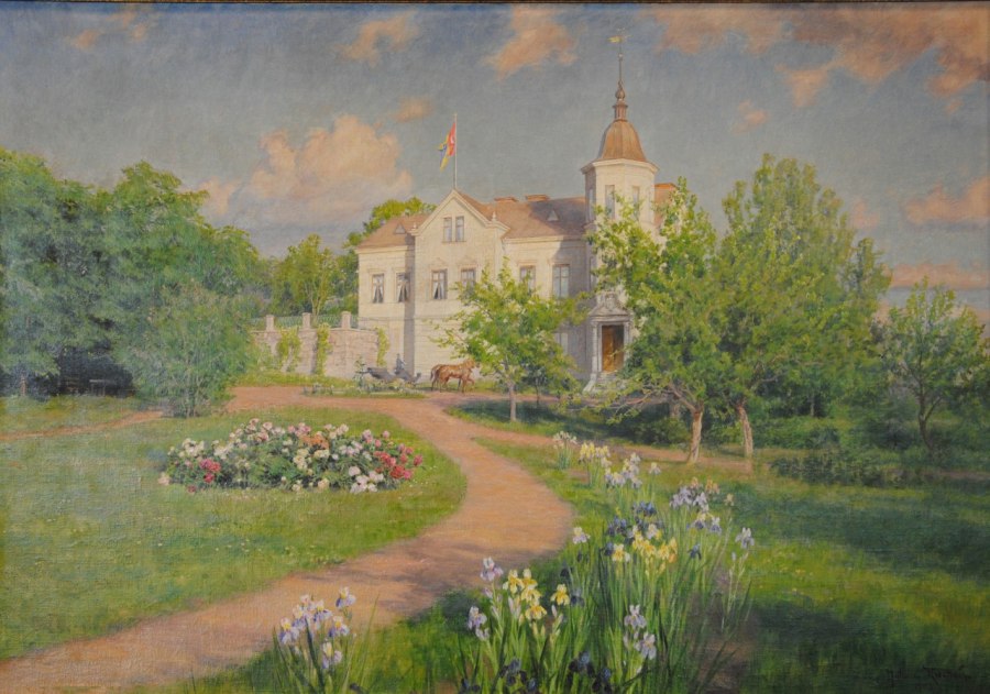 Berga castle from the north, vintage artwork by Johan Krouthen, 12x8" (A4) Poster