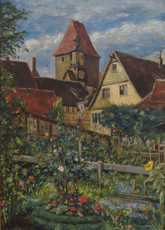 Garden View, vintage artwork by Carl Goebel, 12x8" (A4) Poster