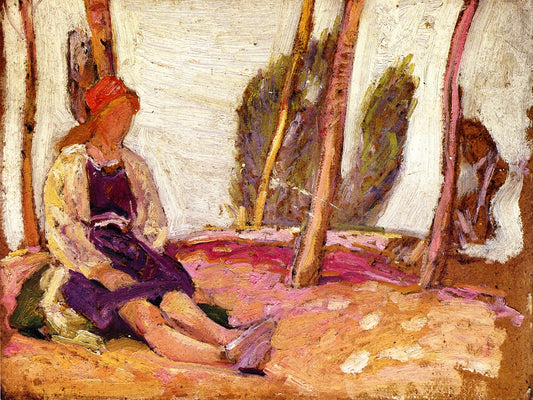 Woman Resting, vintage artwork by Albert Henry Krehbiel, 12x8" (A4) Poster