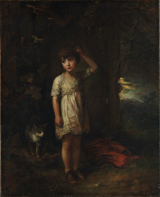A Boy with a Cat — Morning, vintage artwork by Thomas Gainsborough, 12x8" (A4) Poster