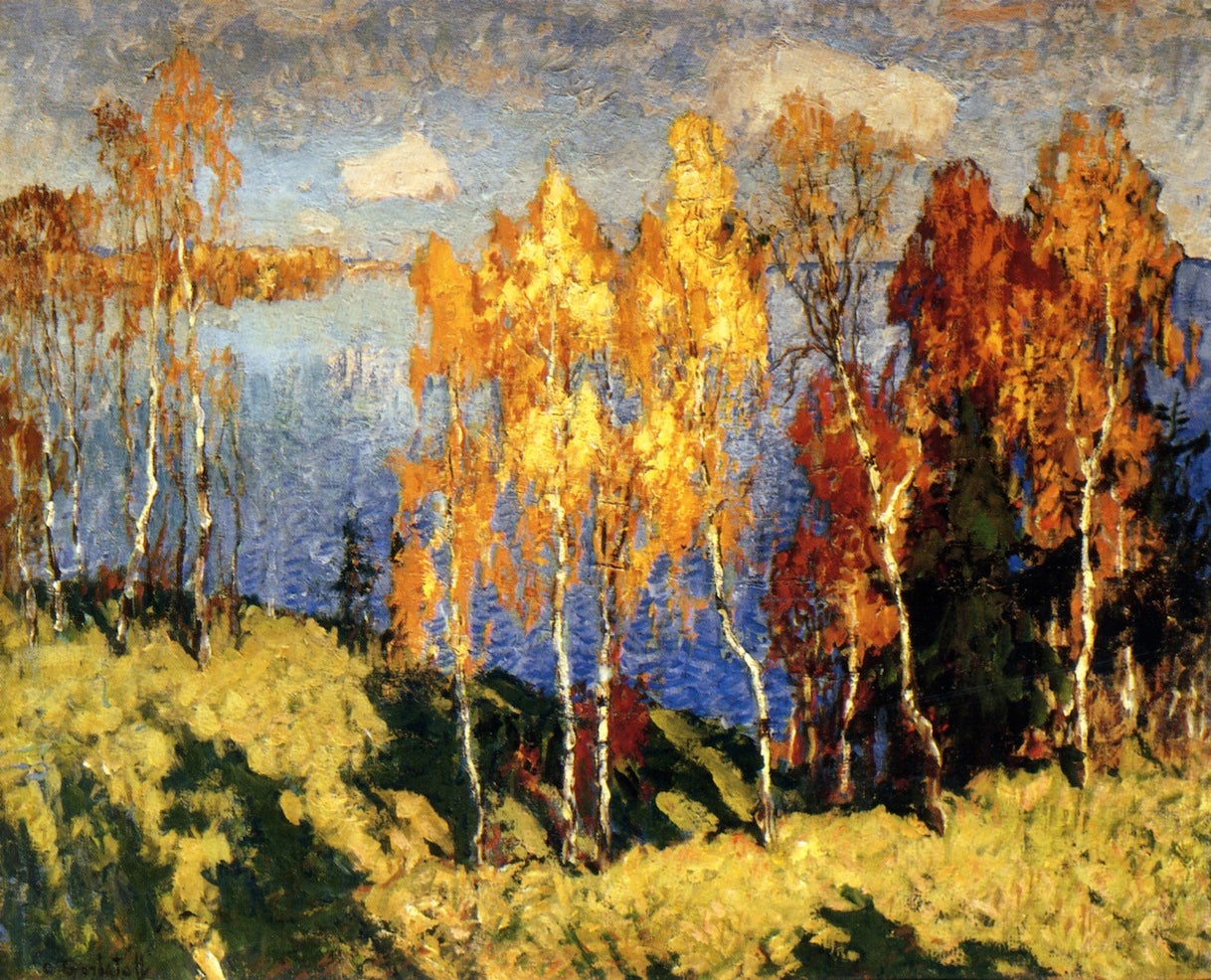 Autumn Gold, vintage artwork by Konstantin Gorbatov, 12x8" (A4) Poster