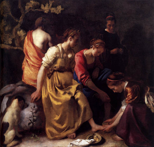 Diana and her Companions, vintage artwork by Johannes Vermeer, 12x8" (A4) Poster