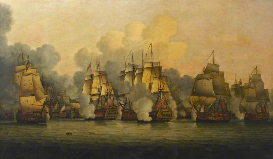 The Battle of The Saints, 12 April 1782, vintage artwork by Thomas Luny, 12x8" (A4) Poster