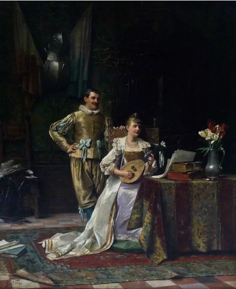 Lute Player by Emile Georges Weiss,A3(16x12")Poster