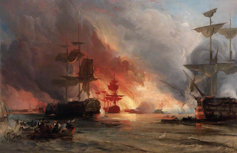 The Bombardment of Algiers, 27 August 1816 (study), vintage artwork by George Paul Chambers, Sr., A3 (16x12") Poster Print