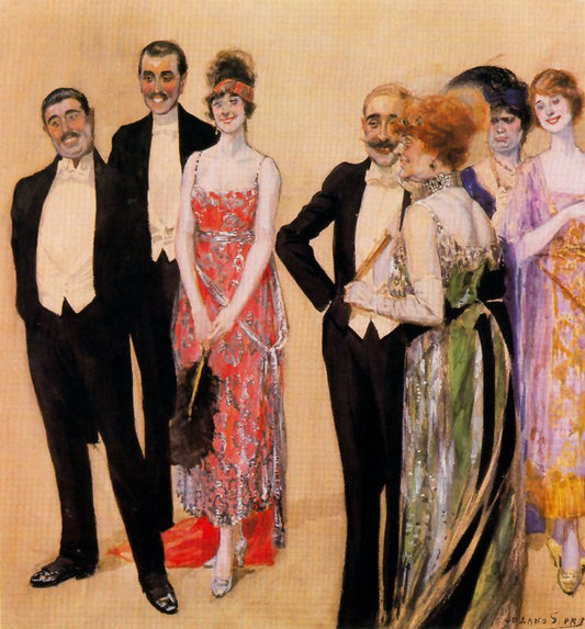 Elegant Group, vintage artwork by Adolfo Lozano Sidro, 12x8" (A4) Poster