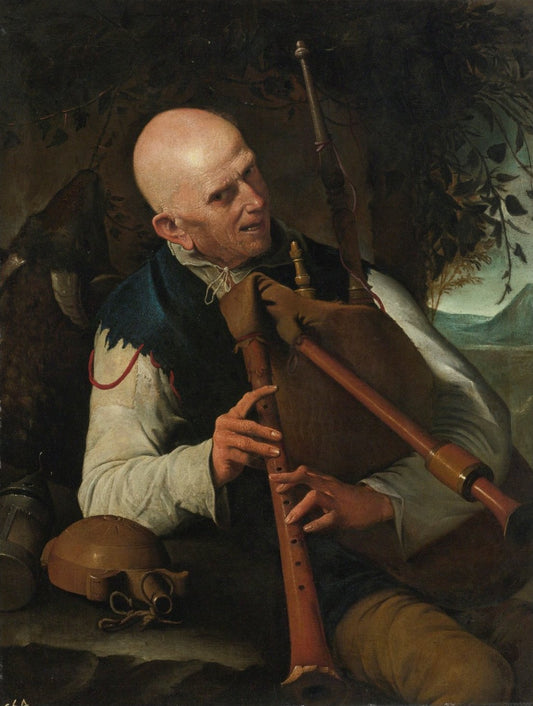 A Bagpiper, vintage artwork by Pietro Paolini, 12x8" (A4) Poster