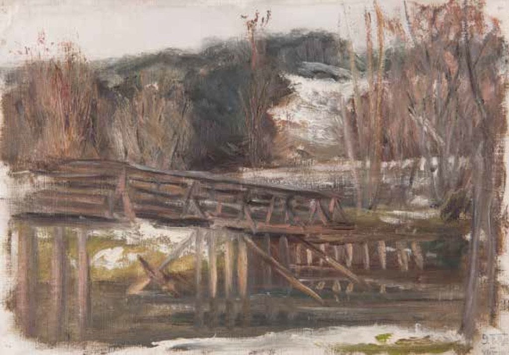 A Wooden Bridge by Leopold Blauensteiner,16x12(A3) Poster