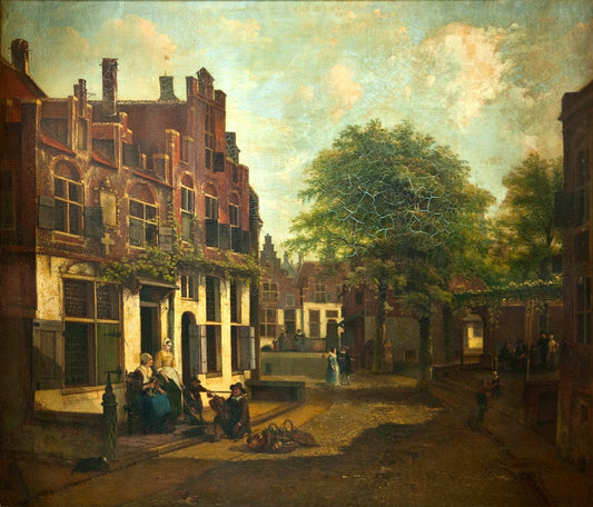 Street in Utrecht, vintage artwork by George Pieter Westenberg, 12x8" (A4) Poster