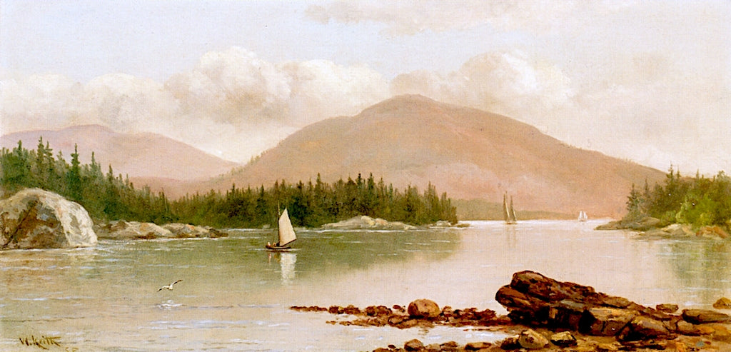 Sailboats on a Lake, vintage artwork by William Keith, 12x8" (A4) Poster
