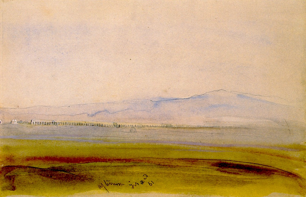 Roman Aqueduct in Distance, vintage artwork by Thomas Hiram Hotchkiss, 12x8" (A4) Poster