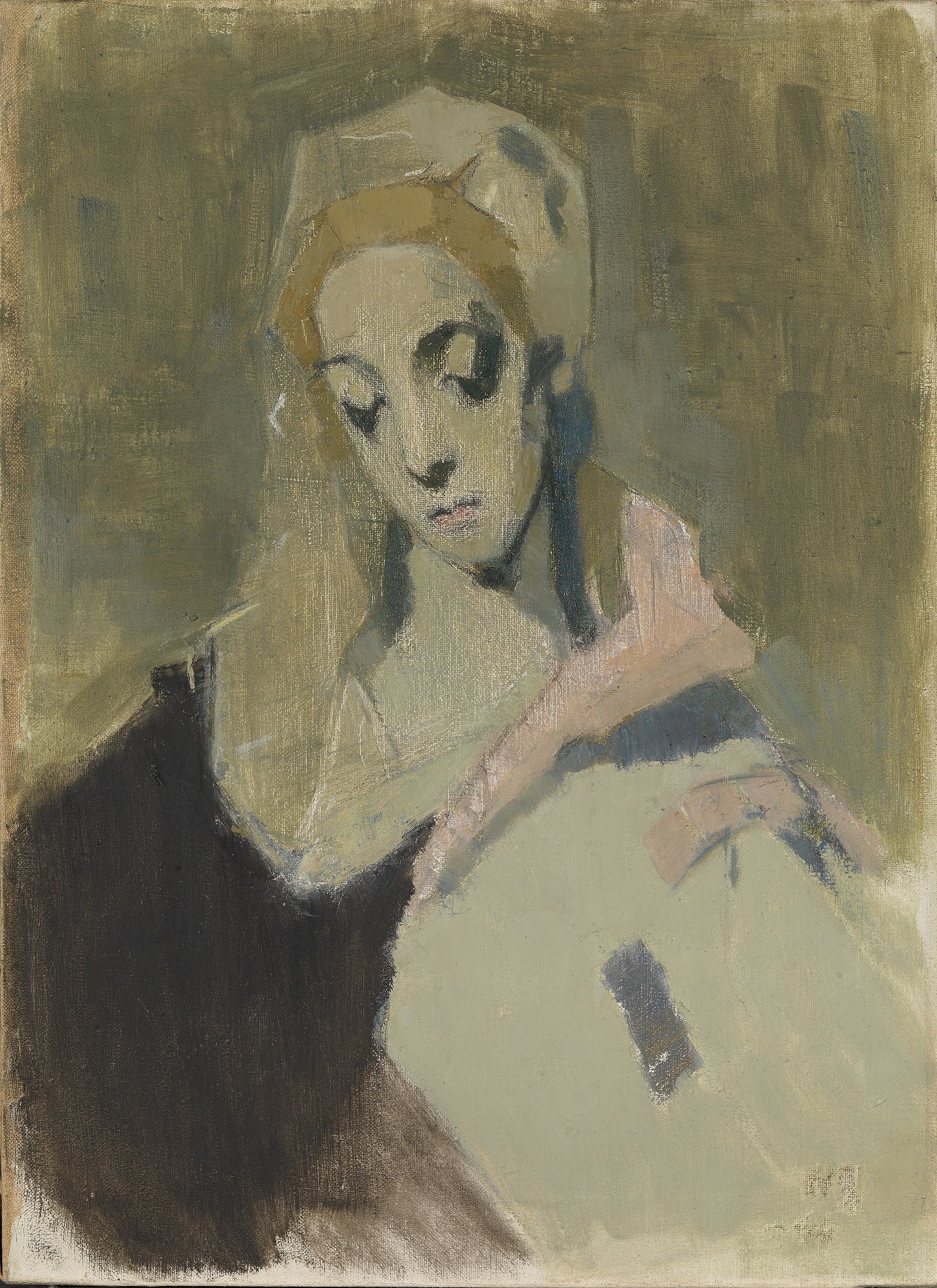 Min verdslige madonna  (The Madonna), vintage artwork by Helene Schjerfbeck, 12x8" (A4) Poster
