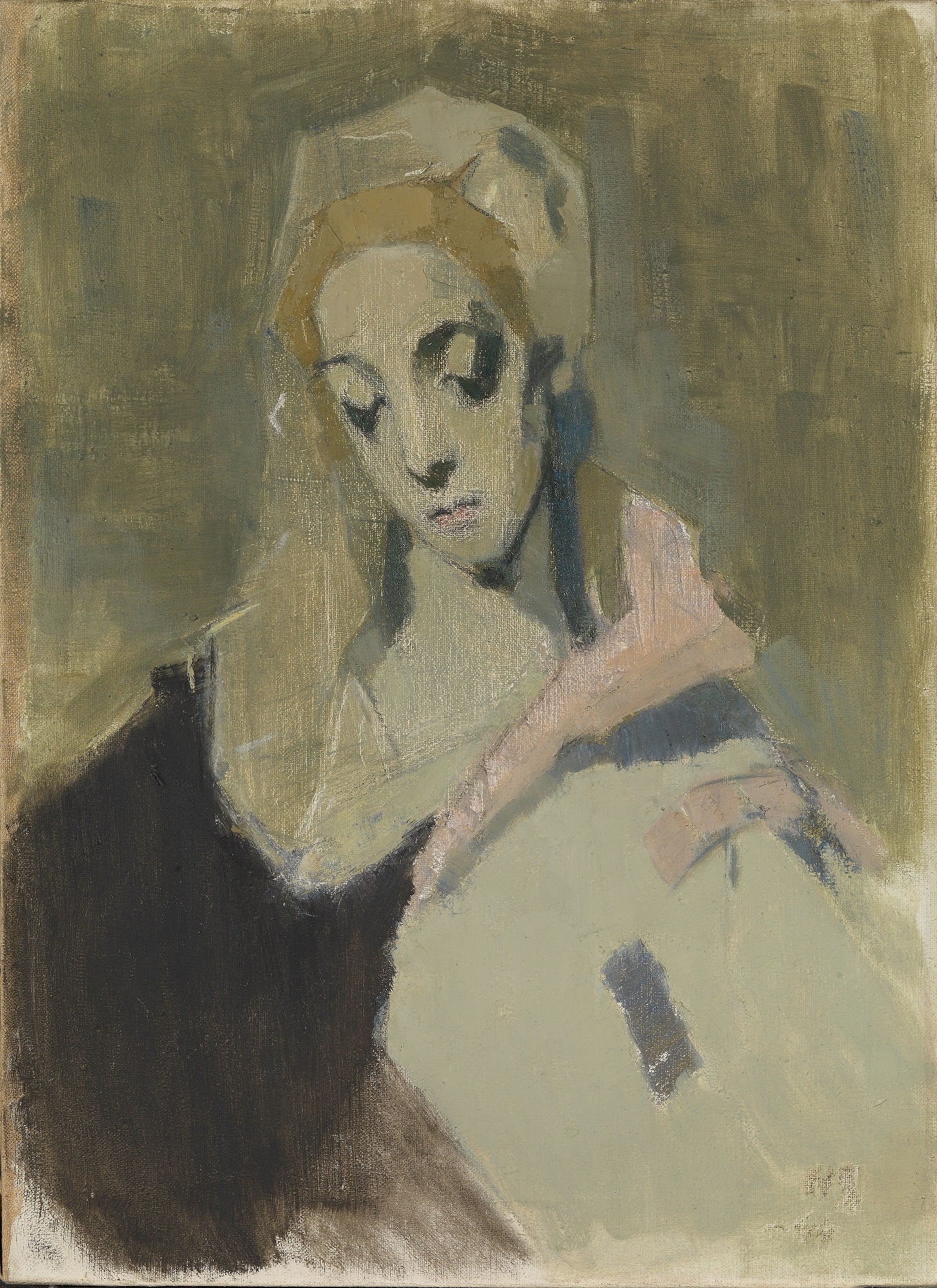 Min verdslige madonna  (The Madonna), vintage artwork by Helene Schjerfbeck, 12x8" (A4) Poster