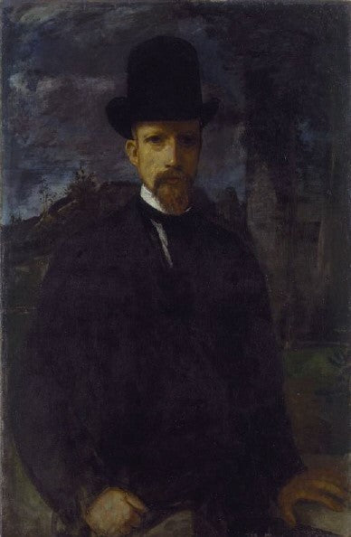 Self-Portrait with High Hat, vintage artwork by Hans von Marees, 12x8" (A4) Poster