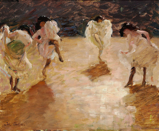 Young women dancing the cancan, Paris by Julius Paulsen,A3(16x12")Poster