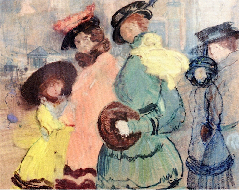 Passers by  Tremont Street, vintage artwork by Arthur Clifton Goodwin, 12x8" (A4) Poster