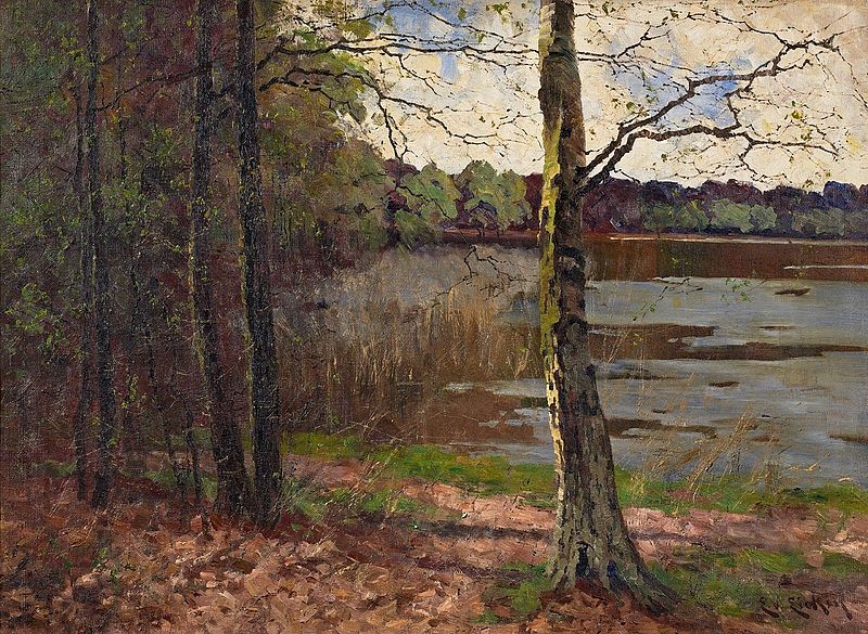Spring at the Lake in Macklenburg, vintage artwork by Elisabeth von Eicken, 12x8" (A4) Poster