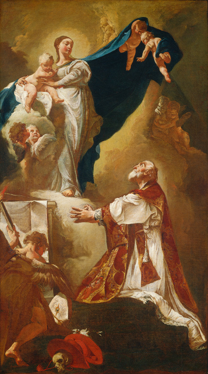 Madonna and Child Appearing to Saint Philip Neri, vintage artwork by Giovanni Battista Piazzetta, 12x8" (A4) Poster