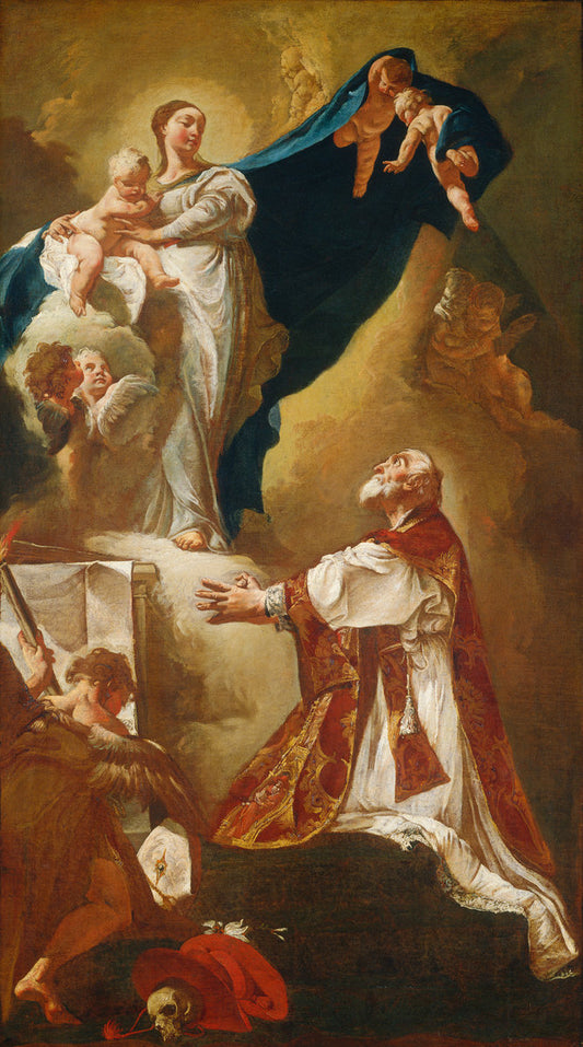 Madonna and Child Appearing to Saint Philip Neri, vintage artwork by Giovanni Battista Piazzetta, 12x8" (A4) Poster