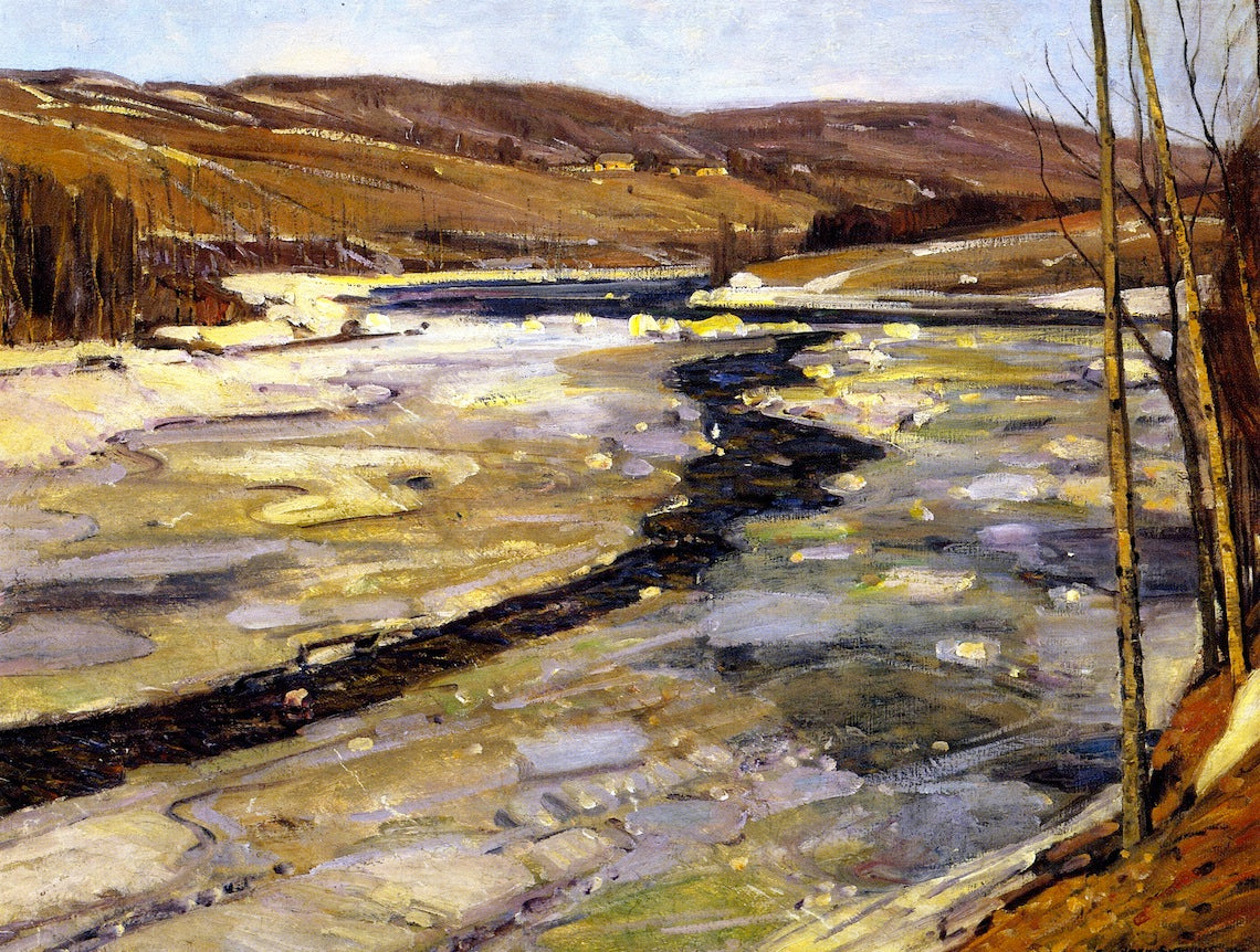Swift Flowing River in Winter by George Gardner Symons,A3(16x12")Poster