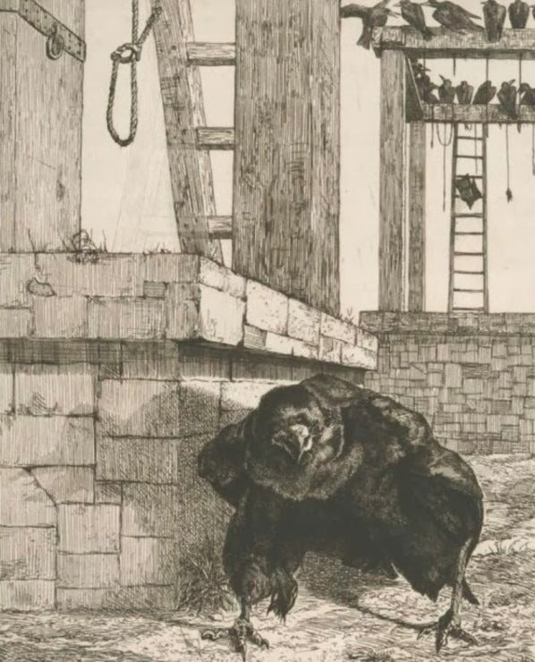 The Raven, vintage artwork by Felix Bracquemond, 12x8" (A4) Poster