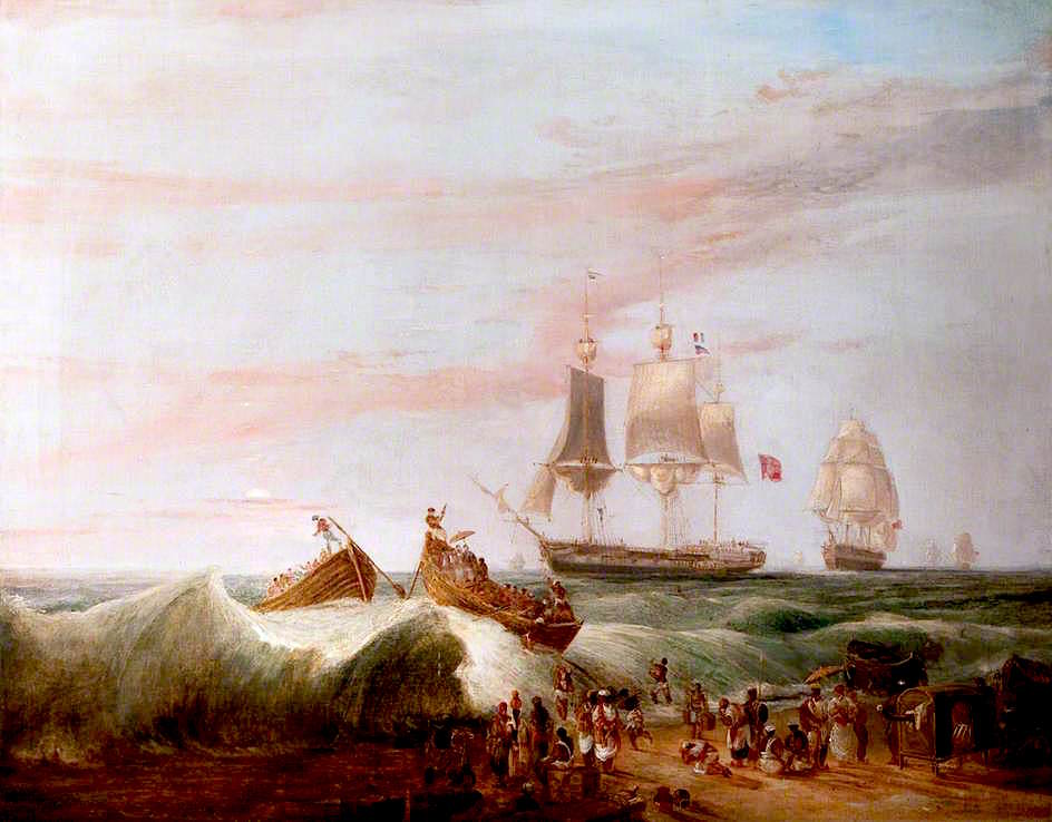 Landing on the Beach at Madras, India, vintage artwork by William Daniell, 12x8" (A4) Poster