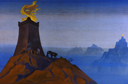 The Flames of Victory, vintage artwork by Nicholas Roerich, 12x8" (A4) Poster