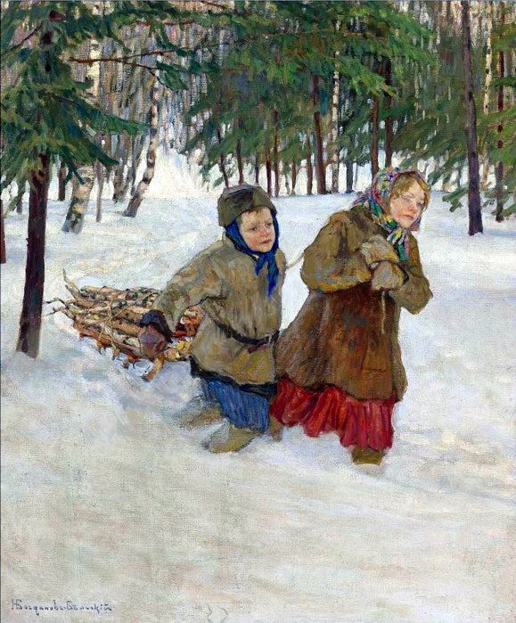 ying the Wood in Winter by Nikolai Petrovich Bogdanov-Belsky,A3(16x12")Poster