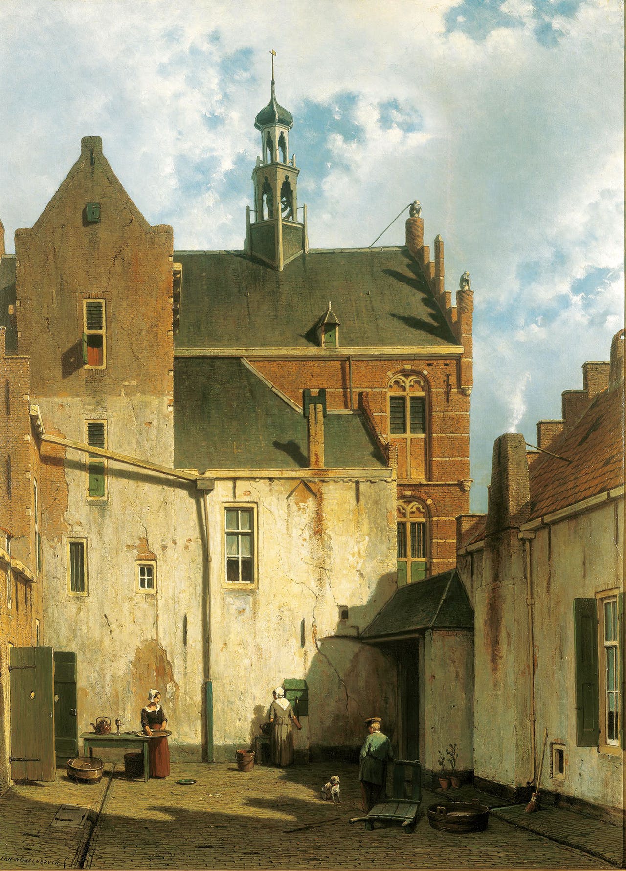 Court Yard of the Town Hall, Culemborg, vintage artwork by Johannes 'Jan' Weissenbruch, 12x8" (A4) Poster
