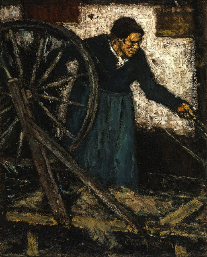 Woman spinning, vintage artwork by Suze Robertson, 12x8" (A4) Poster