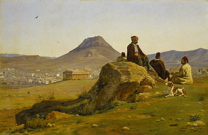 View of Athens from southwest, vintage artwork by Martinus Rørby e, A3 (16x12") Poster Print