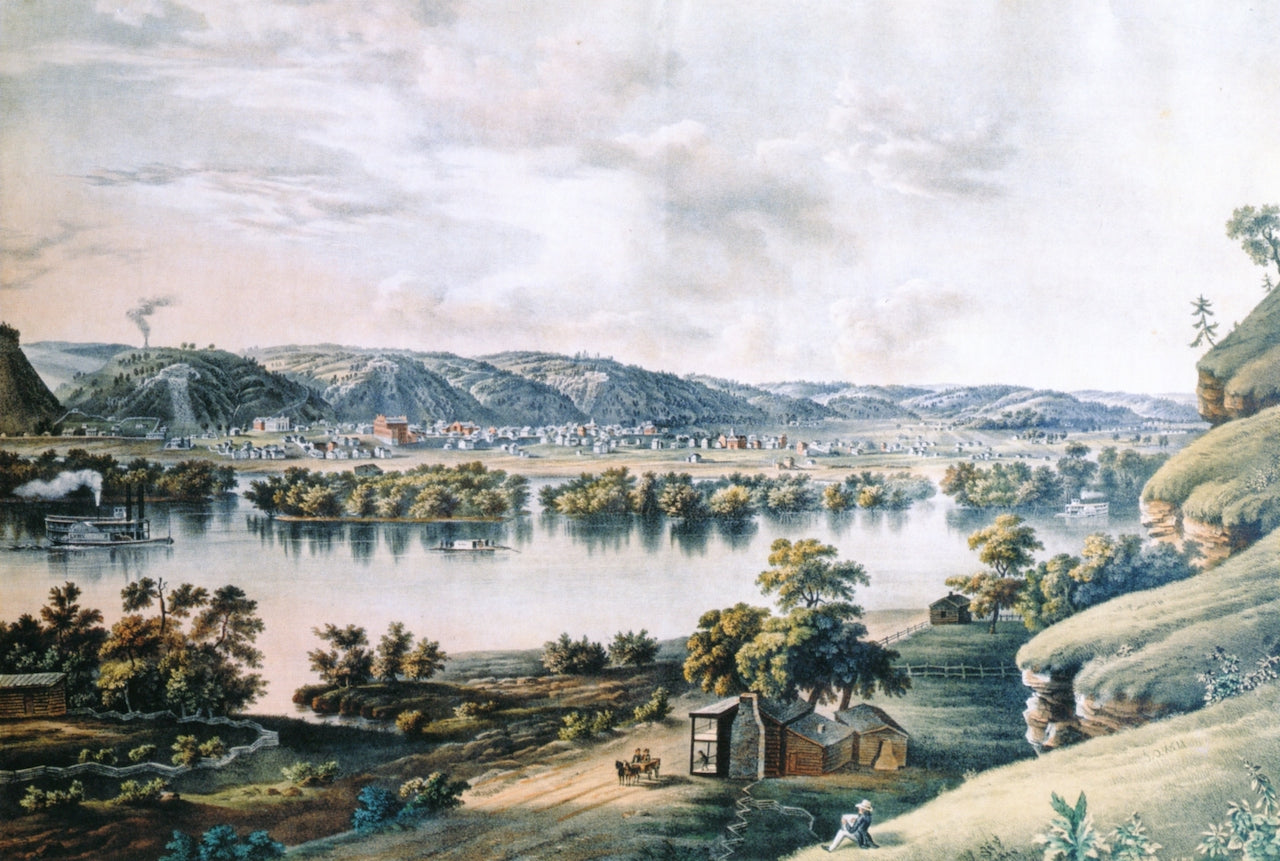Dubuque, Iowa, vintage artwork by John Caspar Wild, A3 (16x12") Poster Print