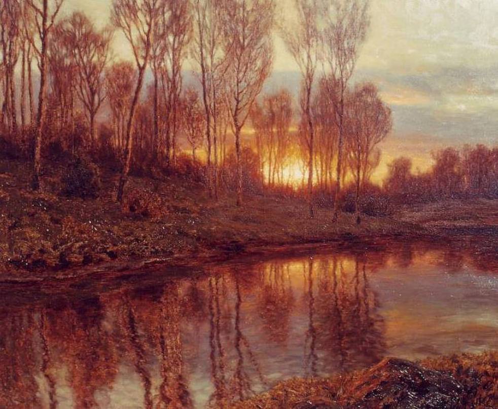 Sunset and River, vintage artwork by Ivan Fedorovich Choultse, 12x8" (A4) Poster