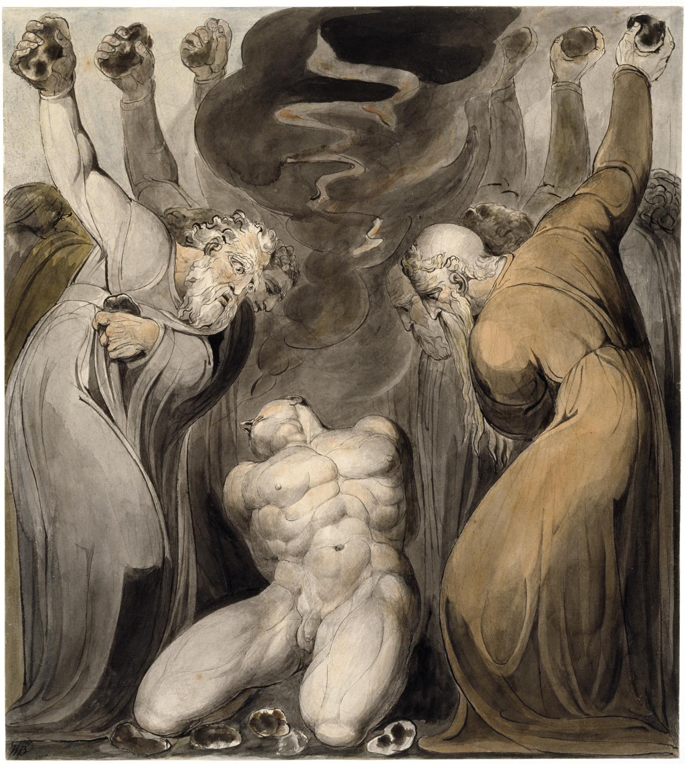 The Blasphemer, vintage artwork by William Blake, 12x8" (A4) Poster