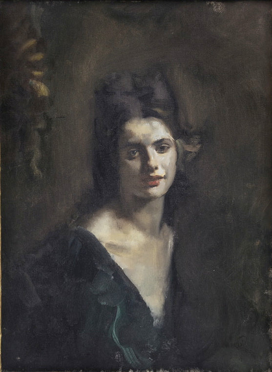 Green Dress, vintage artwork by Albrogio Antonio Alciati, 12x8" (A4) Poster
