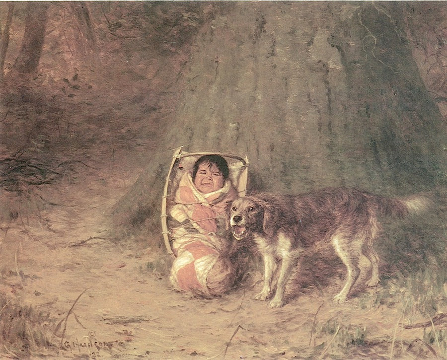 Border Land, vintage artwork by Grace Carpenter Hudson, 12x8" (A4) Poster