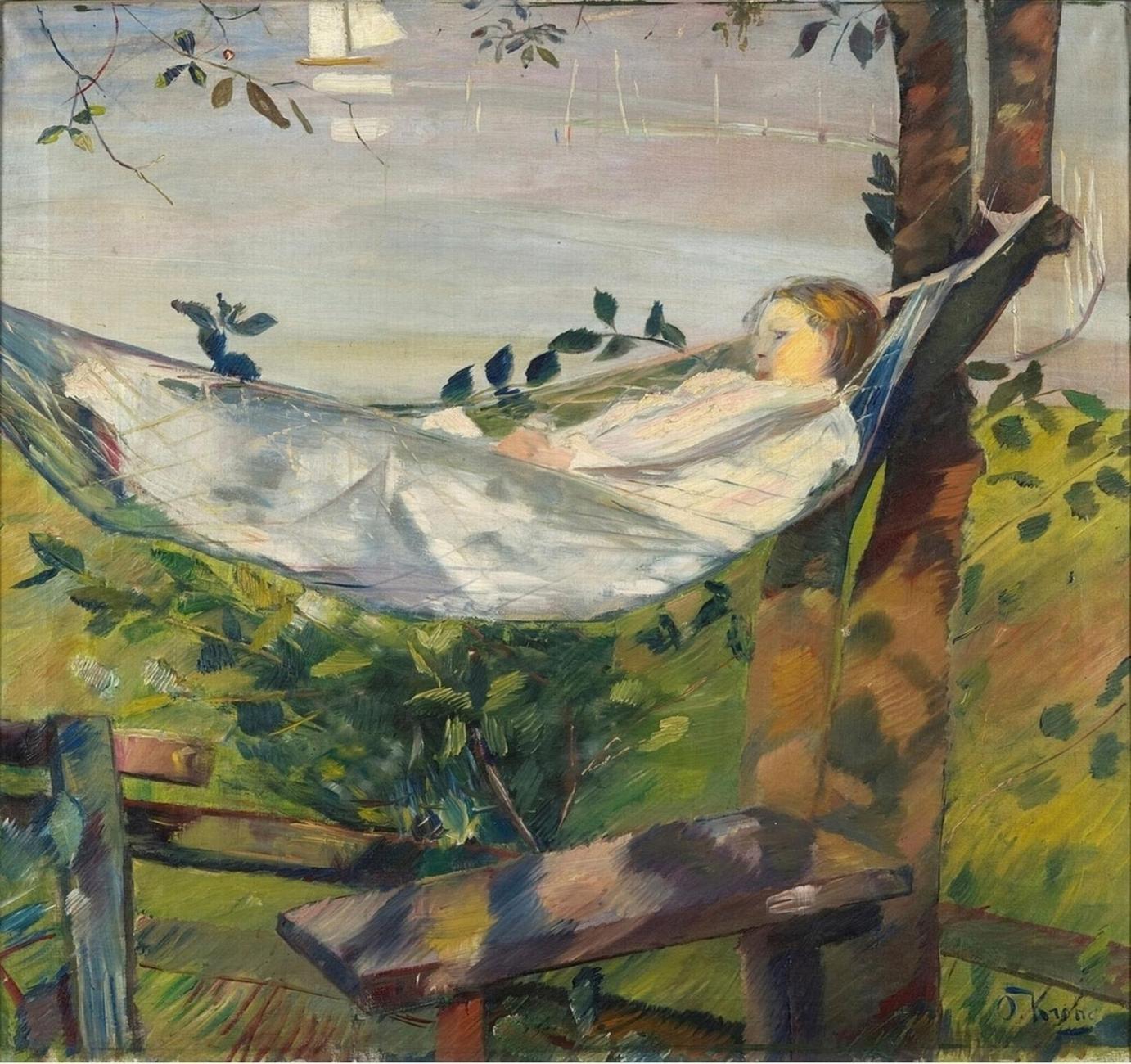 The Hammock by Oda Krohg,A3(16x12")Poster