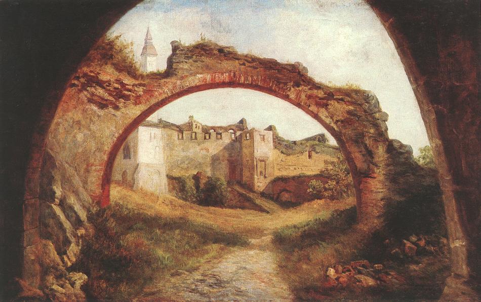 Gate of the Güssing Fortress, vintage artwork by Károly Telepy, 12x8" (A4) Poster