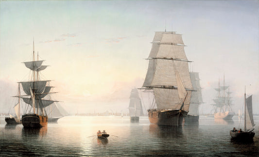Boston Harbor, Sunset, vintage artwork by Fitz Henry Lane, A3 (16x12") Poster Print
