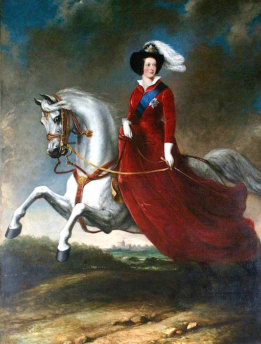 Queen Victoria, on Horseback, vintage artwork by Alfred d'Orsay, A3 (16x12") Poster Print