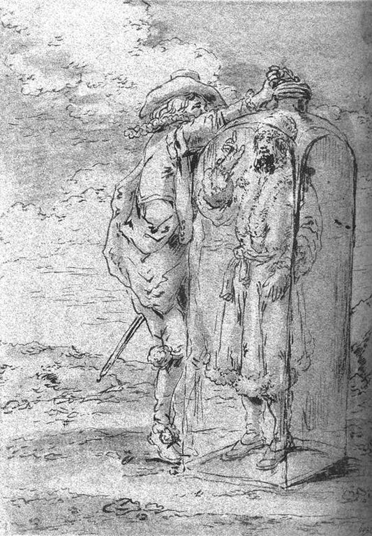 Quevedo Sees Chicotus in the Battle, vintage artwork by Leonaert Bramer, 12x8" (A4) Poster