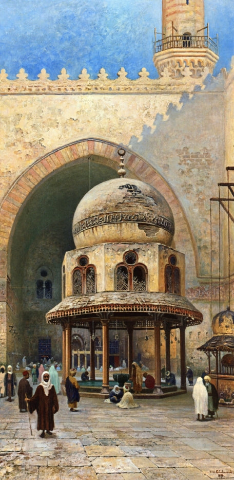 Outside the Mosque, vintage artwork by Frans Wilhelm Odelmark, 12x8" (A4) Poster
