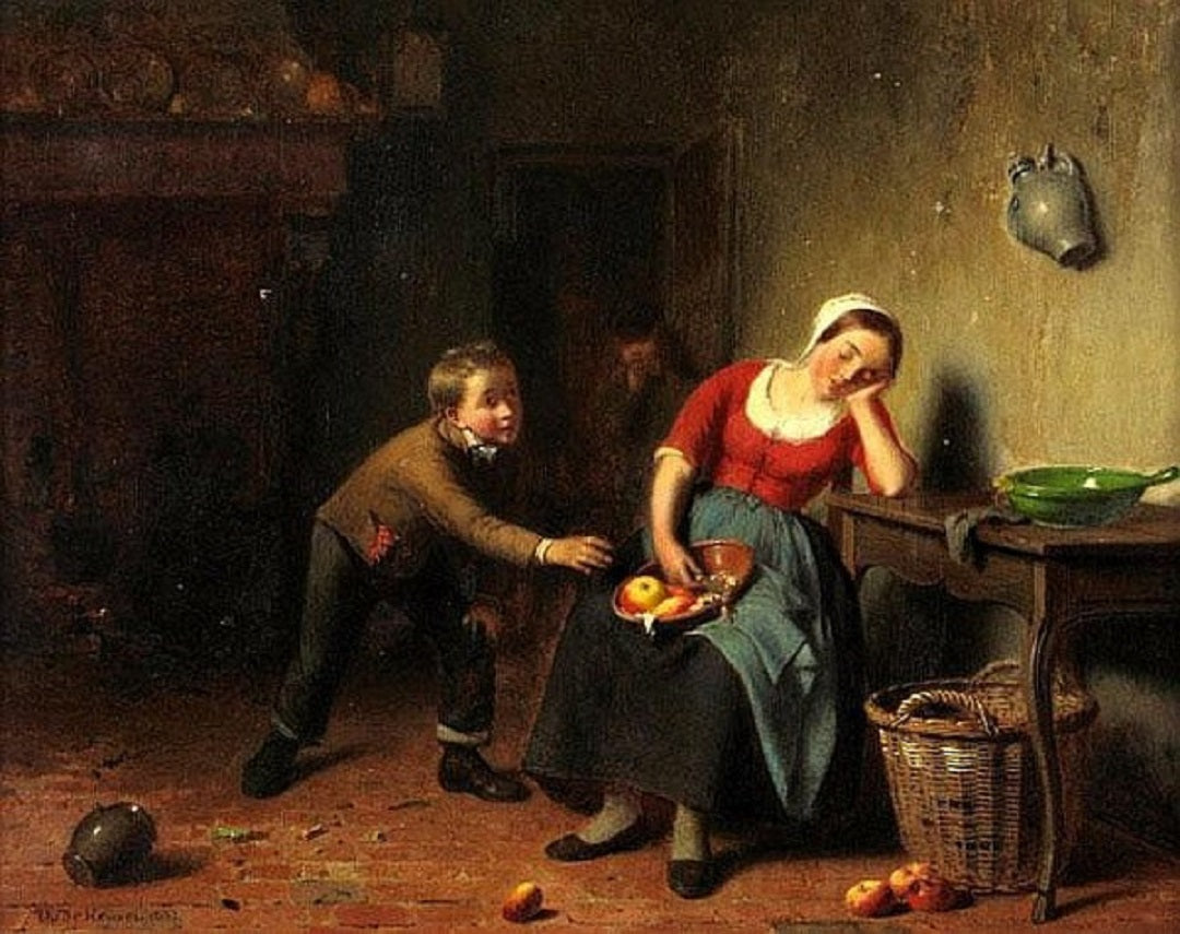The Stolen Apple, vintage artwork by Theodore Bernard de Heuvel, A3 (16x12") Poster Print