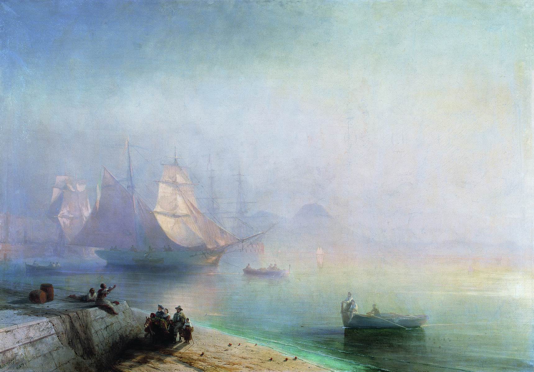 The Bay of Naples on a Misty Morning, vintage artwork by Ivan Constantinovich Aivazovsky, A3 (16x12") Poster Print