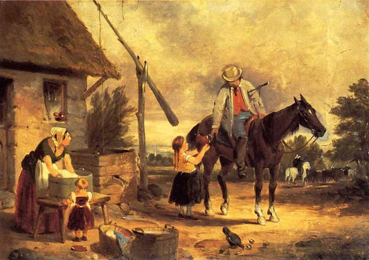 Thirsty Drover, vintage artwork by Francis William Edmonds, A3 (16x12") Poster Print
