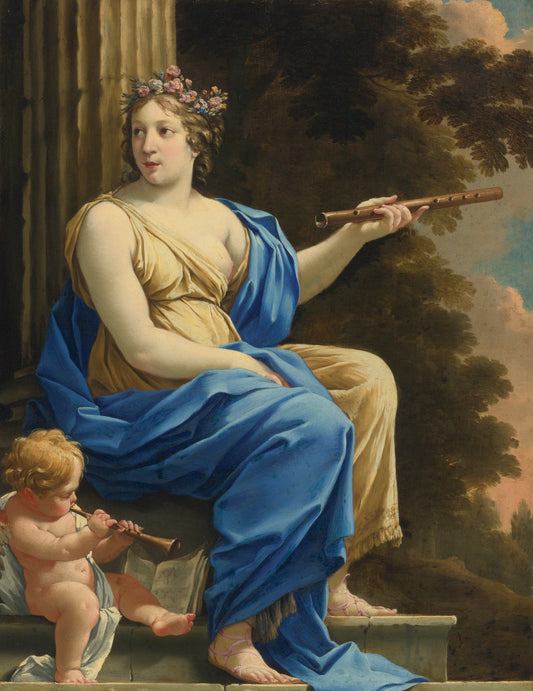 Euterpe, vintage artwork by Simon Vouet, 12x8" (A4) Poster