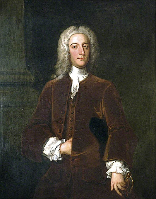 Portrait of Phillips Gybbon in a Brown Tunic Holding a Sword, vintage artwork by Attributed to Charles Jervas, 12x8" (A4) Poster